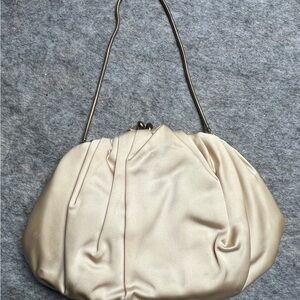 Chic Cream Clutch with Gold Chain